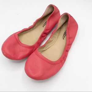 Lucky Brand  Coral Leather Ballet Flats Size 8 M